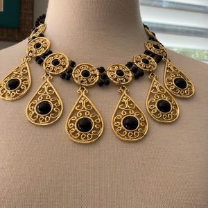 Vintage 80’s Goldtone and black beads